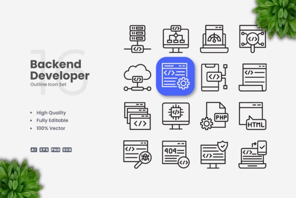 Backend Developer Icons: Essential Tools for Modern Design