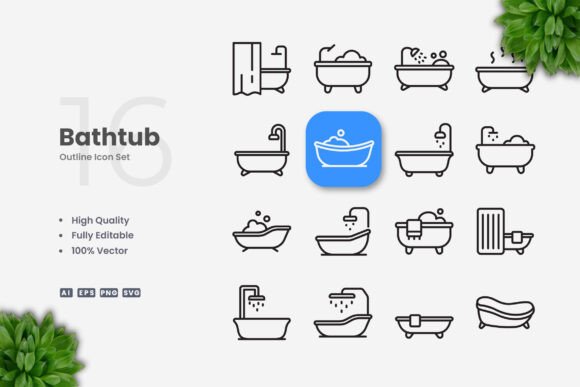 Bathtub Icons: Simple and Clean Design for Every Need