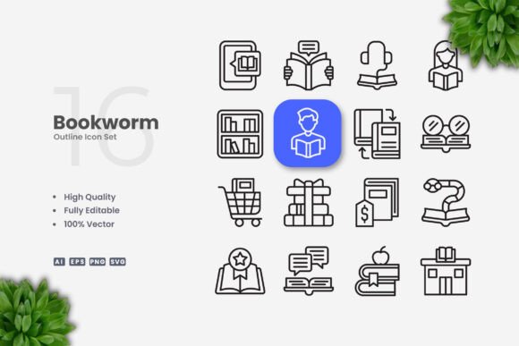 Bookworm Icon: A Simple and Clean Design for Every Project