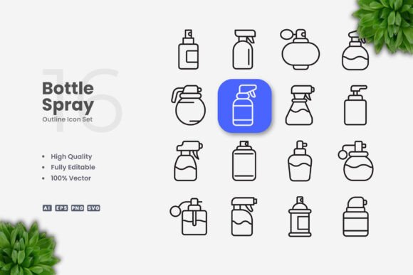 Bottle Spray Icons for Modern Design Projects