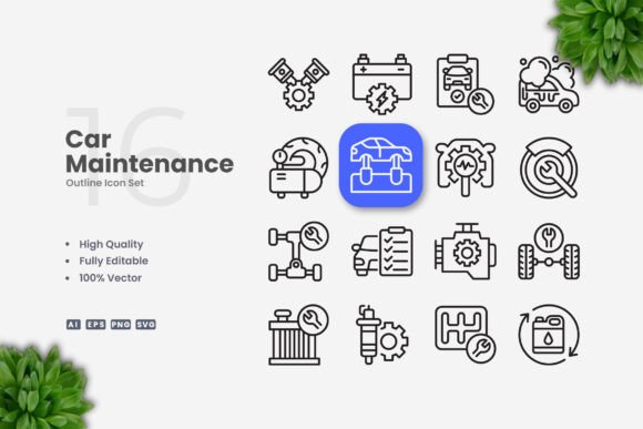 Car Maintenance Icons for Streamlined Workflow and Design Projects