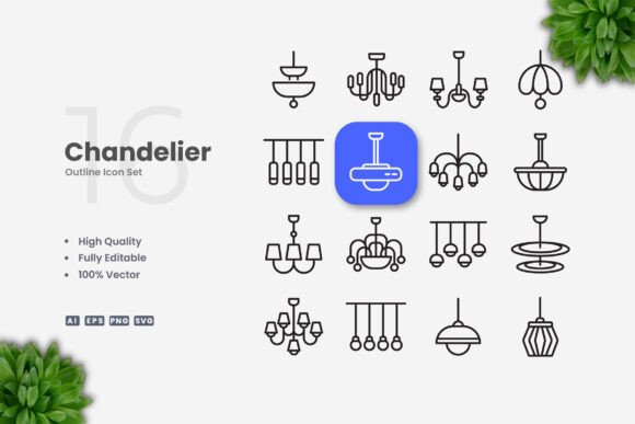 Chandelier Icons: A Simple and Clean Design for Modern Applications