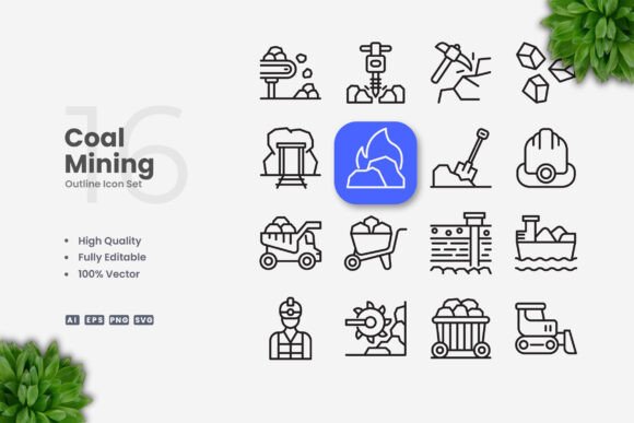 Coal Mining Icons for Professional and Creative Workflows