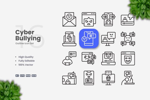 Cyber Bullying Icons: A Simple and Clean Design for Modern Communication
