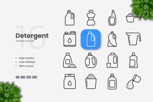 Detergent Icons for Modern Design Needs