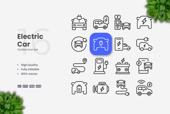 Electric Car Icons