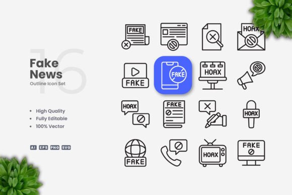 Fake News Icons for Professional and Creative Workflows