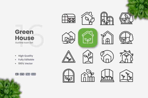Green House Icons: Simple and Clean Design for Every Project