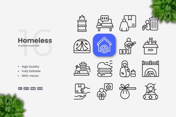 Homeless Icons: Simple and Clean Design