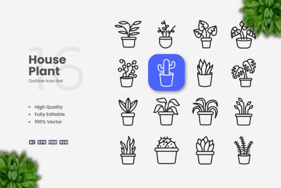 House Plant Icons for Modern Design