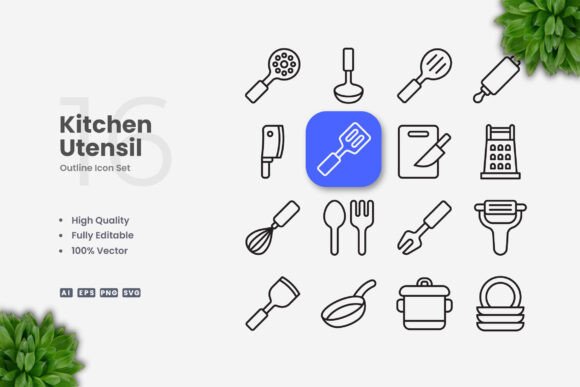 Kitchen Utensil Icons for Modern Design