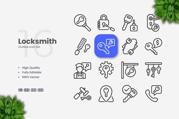 Locksmith Icons: Simple, Clean, and Versatile
