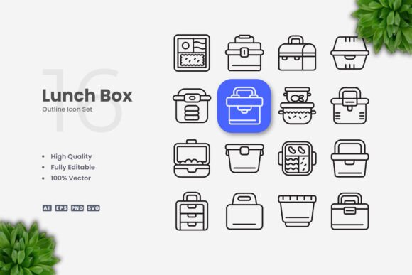 Lunch Box Icons: Simple & Clean Design