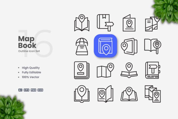Map Book Icons: Simple and Clean Design for Every Project