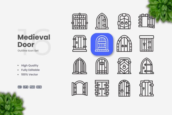 Medieval Door Icons for Modern Design Workflows