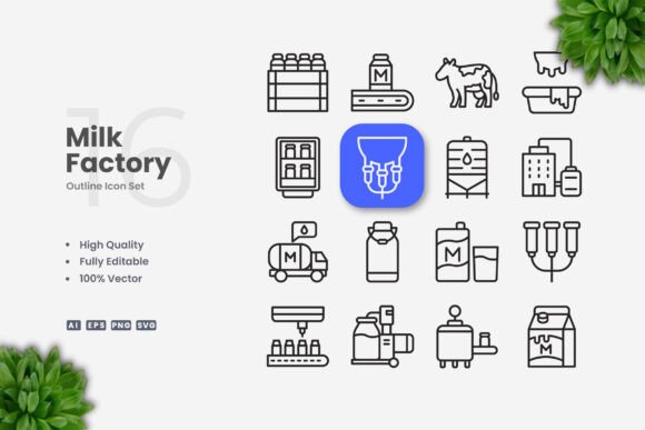 Milk Factory Icons: Simple, Clean, and Versatile